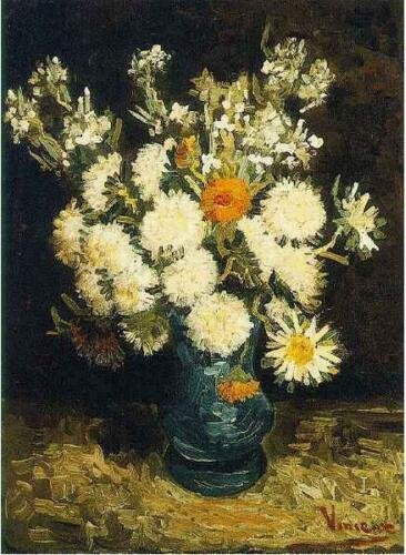 Flowers in a blue vase